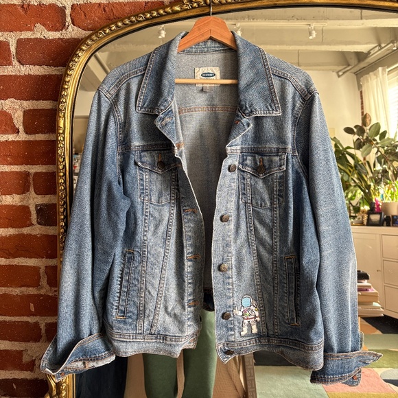 Denim Jean Jacket - with astronaut patch - stretch! - Picture 1 of 4